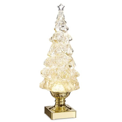 Holiday Water Lanterns with Swirling Glitter - 13.75 Inch Gold Decor