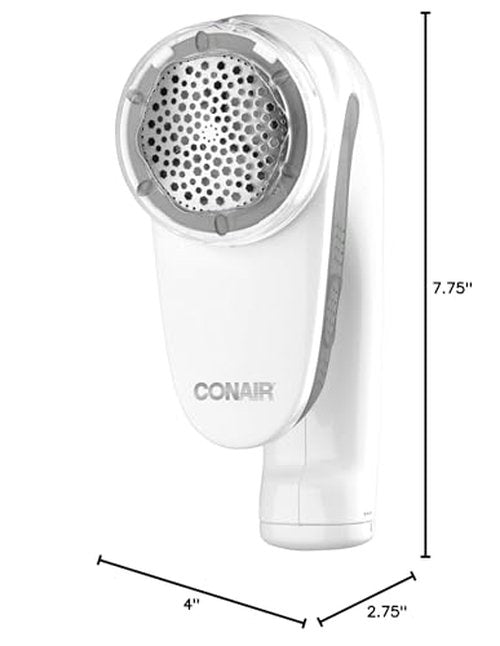 Conair Fabric Shaver and Lint Remover, Rechargeable Portable Clothes Shaver with 3 Settings, Fuzz Remover for Sweaters, Clothing, and Furniture, Large 2-Inch Shaving Head, White