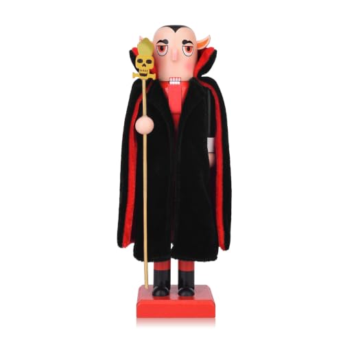 Halloween Vampire Nutcracker Decor - 10 Inch Wooden Spooky Soldier Figurine