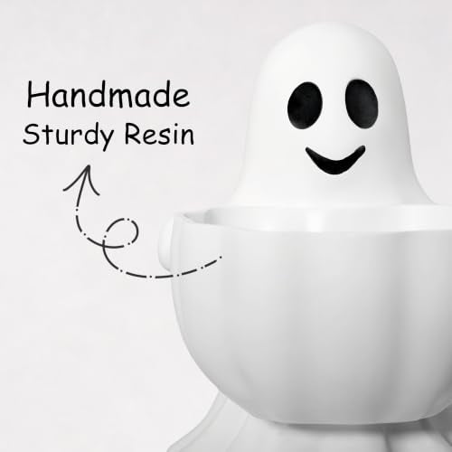 Halloween Ghost Candy Bowl Decor - Durable Resin Snack Holder for Trick-or-Treat