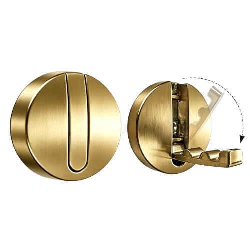 Brushed Gold Foldable Shower Towel Coat Hooks 2PCS Heavy Duty Wall Mount