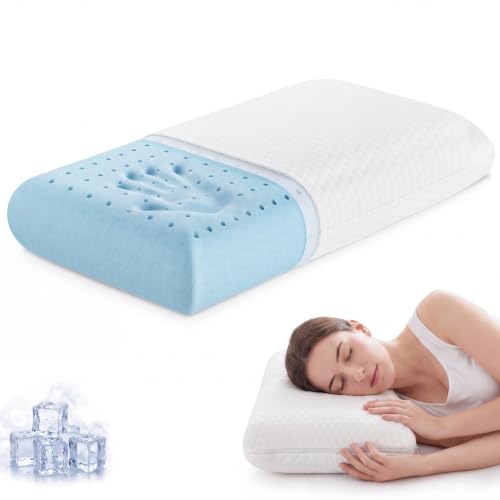 Cooling Gel Memory Foam Pillow with Neck Support, Breathable Cover, Medium Firm