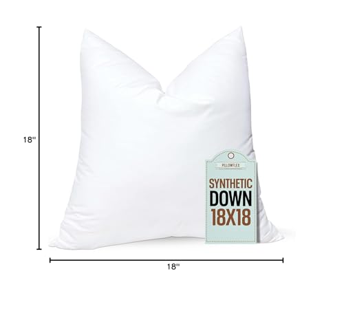 Pillowflex Synthetic Down Pillow Insert - 18x18 Down Alternative, Ultra Soft Throw Pillow, Couch Sham, Bed Sleeping Accent Pillow - 1 Decorative Accent Form