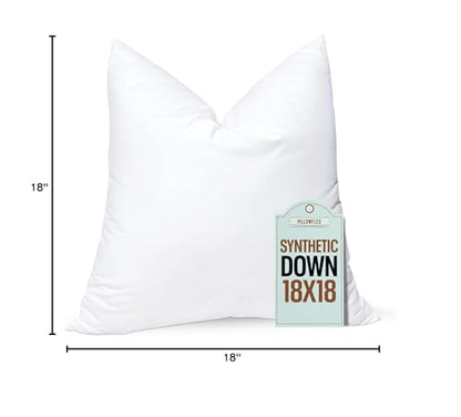 Pillowflex Synthetic Down Pillow Insert - 18x18 Down Alternative, Ultra Soft Throw Pillow, Couch Sham, Bed Sleeping Accent Pillow - 1 Decorative Accent Form