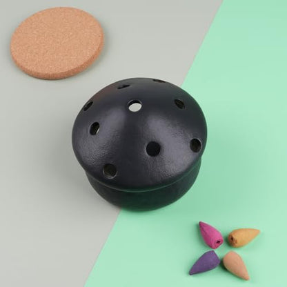 Black Mushroom Incense Holder for Palo Santo, Sage & Cones - Handmade