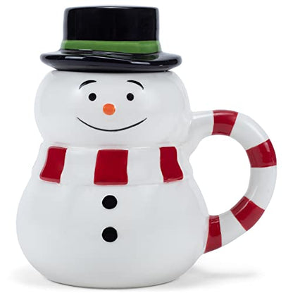 Snowman Mug with Black Top Hat Christmas Character - 17oz Ceramic Coffee Tea Cup - Whimsical Holiday Gift - Variation: Snowman