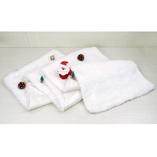Christmas Faux Fur Table Runner 72 x 15 Inch White Holiday Decor