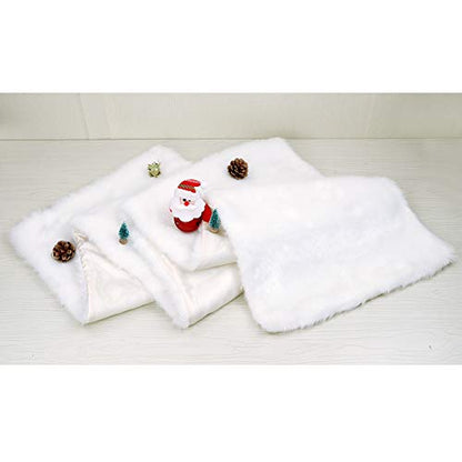 Christmas Faux Fur Table Runner 72 x 15 Inch White Holiday Decor