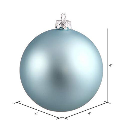 4-Inch Baby Blue Matte Christmas Ornament - Shatterproof & UV Resistant - Pack of 6