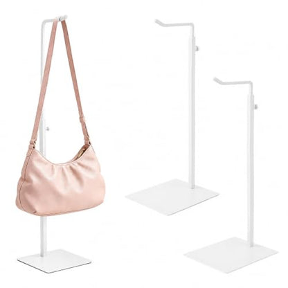 White 2-Pack Adjustable Display Stands for Purses & Banners - Versatile Retail & Home Use