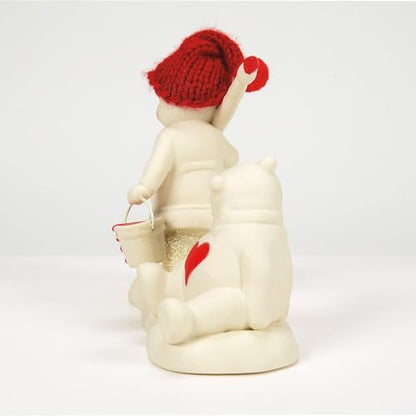 Christmas Snowbaby Figurine with Teddy Bear and Heart - Holiday Decor