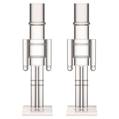 Acrylic Christmas Nutcracker Set - Clear 16 Inch & 12 Inch - 2 Pack - Holiday Decor
