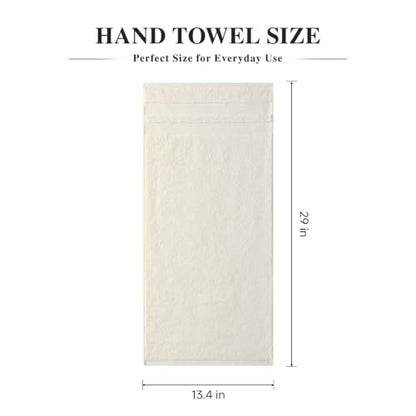 Ecolook 4 Pack Cream Hand Towels - 500 GSM Cotton, Bathroom & Kitchen