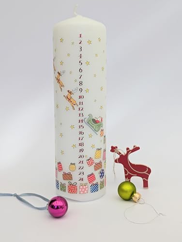 Santa's Sleigh Pillar Candle - Unscented, 70hr Burn, Holiday Decor Variation