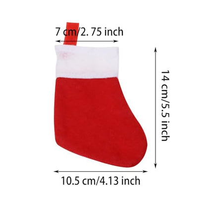 Mini Christmas Stocking Set - Red Snowflake Holiday Silverware Holders 12 Pcs with Variation Classic