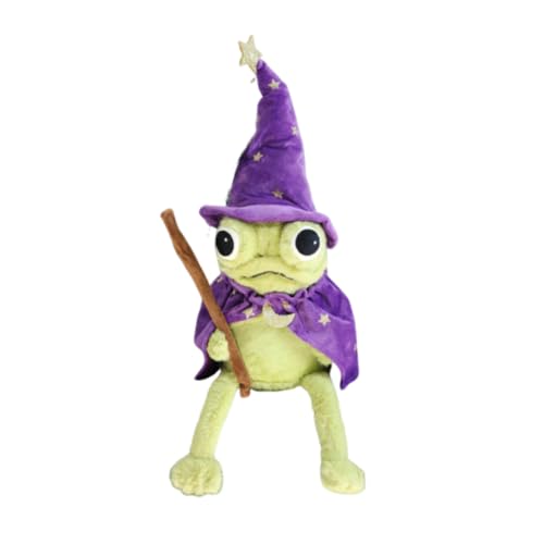 Cute Wizard Frog Plush Doll with Wand - Halloween Decor, Gift Idea