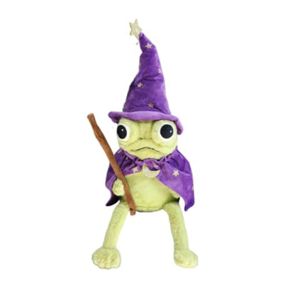 Cute Wizard Frog Plush Doll with Wand - Halloween Decor, Gift Idea