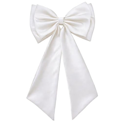 Big Satin Bow Black Wedding Sash Belt with Removable Bow - Large Bridal Waist Accessory, White Variation Included