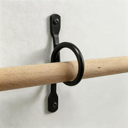 2 Pack Metal Curtain Rod Holders for 1.5 Inch Diameter Rods - Black, Rust-Proof