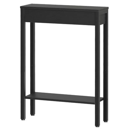 Black Narrow Console Table with 2-Tier Storage - Entryway, Sofa or Bedroom