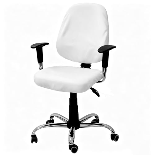 Double Love White 2-Piece Office Chair Cover Set Stretchable Seat & Back Slipcover