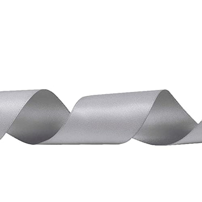 Silver Double Face Satin Ribbon 1 Inch x 50 Yards for Crafts Gift Wrapping