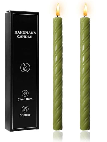 10in Spiral Taper Candles Set of 2 - Green Striped Taper Candles for Weddings & Parties - Variation of THIS listing