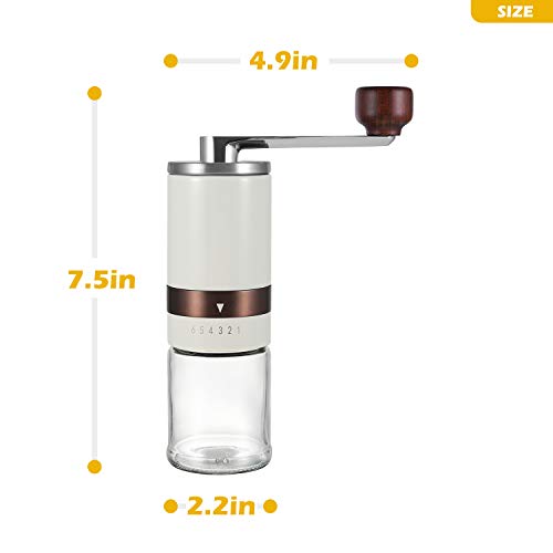 VUCCHINI Manual Coffee Grinder 2-3 Cups Vintage Hand Coffee Mill with Ceramic Burrs 6 External Adjustable Settings - Portable Espresso Burr Grinder