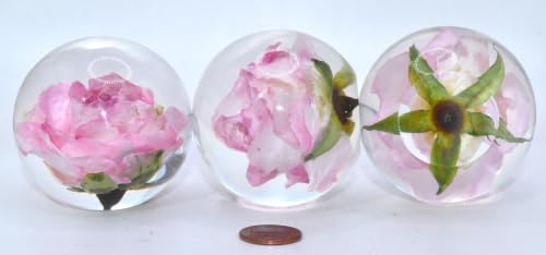 Pink Rose Resin Sphere - Real Flower Crystal Ball Wedding Decor