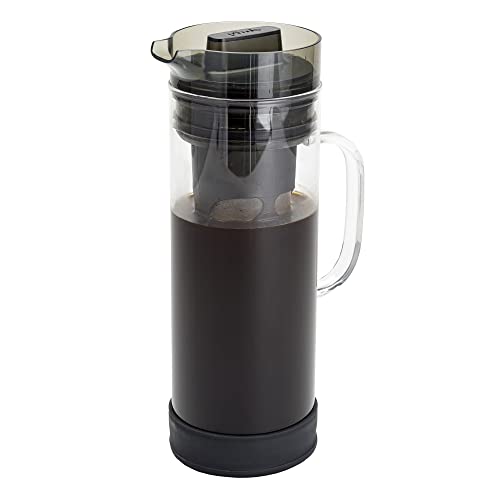 Primula Cold Brew Pour Over Glass Coffee Maker, Special Lid Seals In Freshness, Anti-Slip Base, Dishwasher Safe Pitcher, 50-Oz or 6-Cups, Black