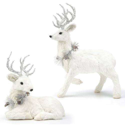 Holiday Reindeer Set of 2 - 18 Inch Sisal Christmas Decorations - Variation of Deer-Set of 2