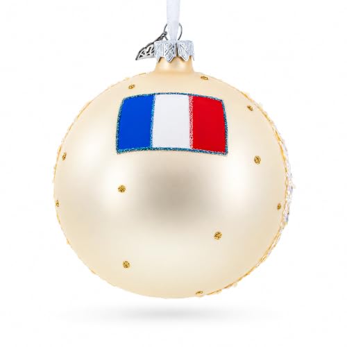 Hand-Painted German Glass Christmas Ornament with Italian Art Decor - 4 Inch