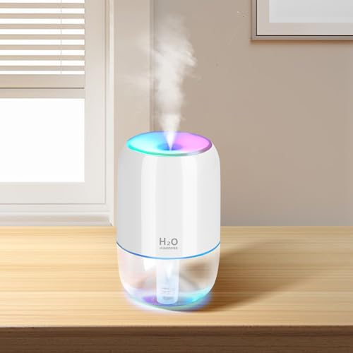 Mini Gray White Portable Humidifier with Auto Shut-off for Bedroom, Office, Car, 200ml