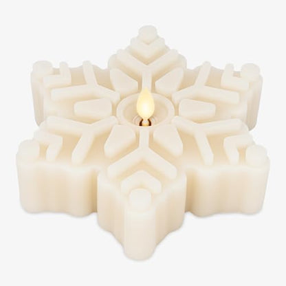 Flameless Flickering Snowflake Tealight Candle - White Swan Snowflake, 6.5"