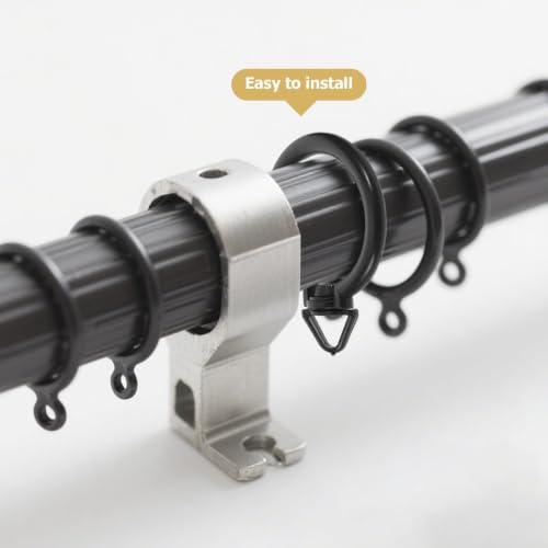 Black Plastic Curtain Rings with Swivel Hooks - 190Pcs Seamless Silent Operation