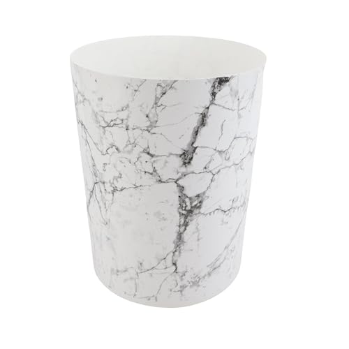 5 Gallon Small Plastic Trash Can with No Lid - White Marble Design