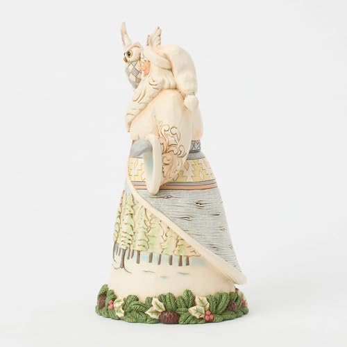 Santa Holding Owl Figurine - Handcrafted Christmas Home Decor, 8.23 Inch