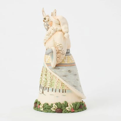 Santa Holding Owl Figurine - Handcrafted Christmas Home Decor, 8.23 Inch