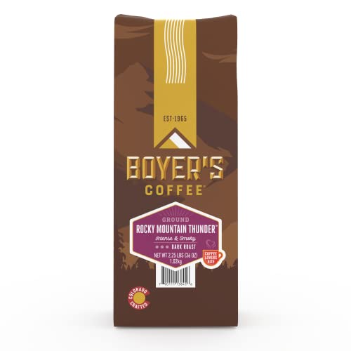 Boyer's Coffee, Rocky Mountain Thunder Coffee, Dark Roast, Whole Bean, 2.25lb Bag (1-Count)