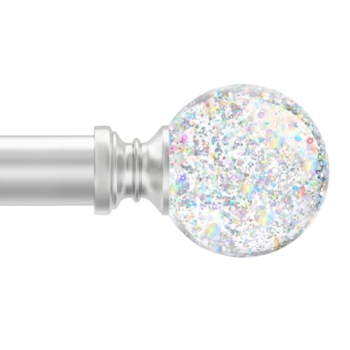 TVWOO Silver Rainbow Curtain Rod Adjustable Heavy Duty Crystal Ball 36-88 Inches - Variation of THIS listing