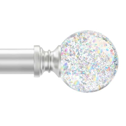 TVWOO Silver Rainbow Curtain Rod Adjustable Heavy Duty Crystal Ball 36-88 Inches - Variation of THIS listing