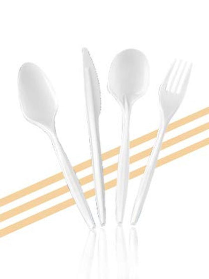 [400 Count] Settings Plastic White Forks, Practical Disposable Cutlery, Great for Thanksgiving Home, Office, School, Party, Picnics, Restaurant, Take-Out Fast Food, Outdoor Events, Or Every Day Use,