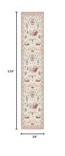 Lahome Christmas Beige Hallway Runner 2x10 ft Non Slip Washable Decor