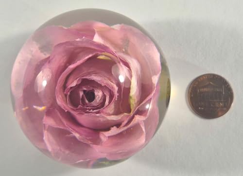Pink Rose Resin Sphere - Real Flower Crystal Ball Wedding Decor