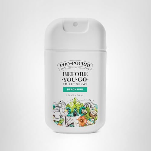 Poo-Pourri Before-You-Go Pocket Toilet Spray, Travel Essentials, Beach Bum, 1 Fl Oz, Up to 50 Uses, On-The-Go Bathroom Odor Deodorizer with Essential Oils, TSA Approved Size, Coconut Orchid Scent