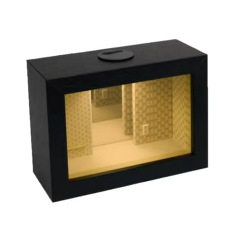 Wooden Shadow Box Frame with Mirrored Endless Display and Glass Front
