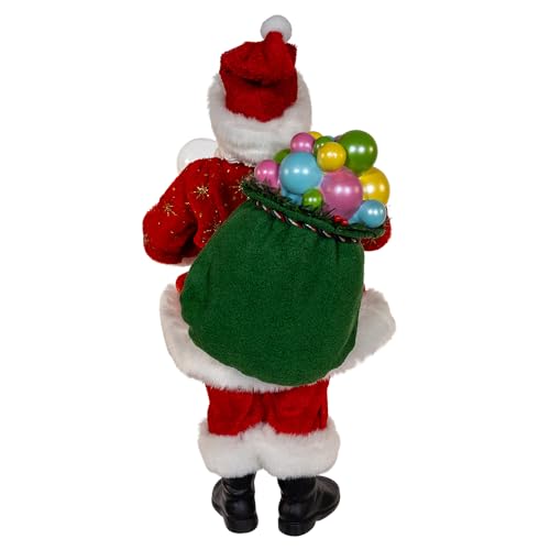 Christmas Santa Figurine 10.5 Inch Fabric Bubblegum Holiday Decoration