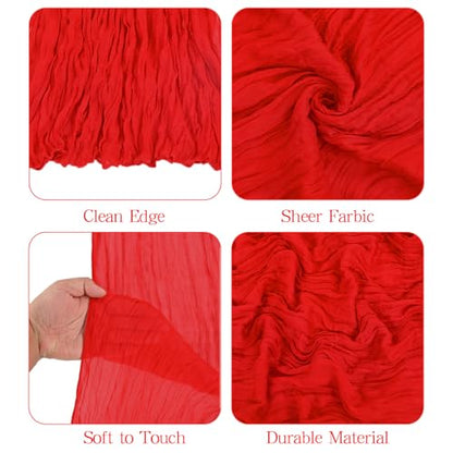 Showgeous Red Cheesecloth Table Runner 17 x 108 Inch - 8 Pack - Wedding & Party Decor