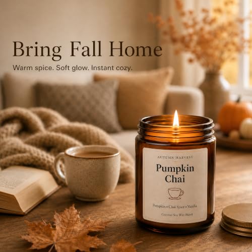 6 Pack Fall Scented Candle Set of 7oz Soy Candles for Home Decor - Autumn Gift