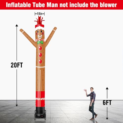 20FT Tall Gingerbread Man Inflatable Tube Man - Wacky Wavy Dancing Guy for Outdoor Decoration Advertising - Variation: Gingerbread Man-20FT